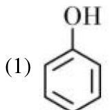 Option 1 shows phenol: a benzene ring bearing an OH group at the top with no other substituent.