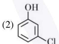 Option 2 shows chlorophenol: a benzene ring bearing an OH group at the top and a Cl substituent on the ring.