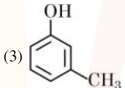 Option 3 shows methylphenol: a benzene ring bearing an OH group at the top and a CH3 substituent on the ring.