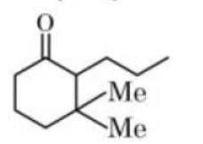 Option 3 shows a cyclohexanone ring with an n-propyl substituent and two methyl groups on the adjacent carbon, representing the third possible product structure.