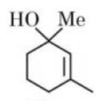 Option 1 shows a cyclohexene ring bearing an OH group and a methyl substituent, representing the first possible product structure.