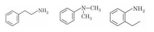 Three amine structures are shown as option 4, consisting of one primary amine, one tertiary amine, and one aromatic primary amine isomer.