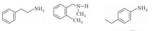 Three amine structures are shown as option 2, containing one primary aliphatic amine, one secondary amine, and one aromatic primary amine isomer.