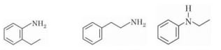 Three amine structures are shown as option 3, including aromatic and aliphatic amine isomers with varying substitution patterns and amine classes.