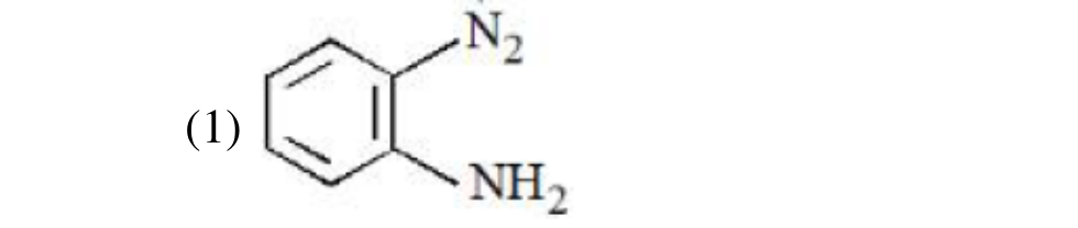 Option 1 shows a benzene ring bearing adjacent substituents, one labeled N2 and the other NH2.