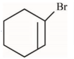 Bromobenzene-type aryl bromide structure shown as a six-membered ring with one internal double bond and a bromine substituent on the ring carbon.