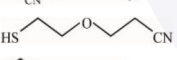 Option A shows a product with nitrile and thiol groups connected through an ether-like carbon chain arrangement.