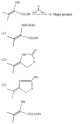 Reaction scheme showing an amino alcohol substrate reacting with diethyl carbonate to form product A as major product.