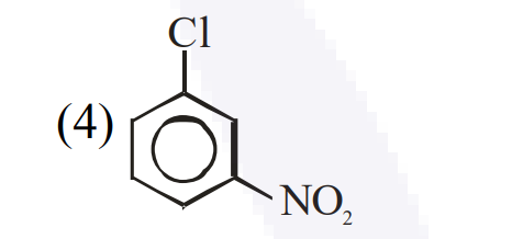 Option 4 structure showing chlorobenzene with a nitro group meta to chlorine on the benzene ring.