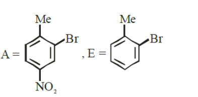 Option C shows A as monobromo p-nitrotoluene with bromine ortho to methyl, and E as bromotoluene-like final structure lacking oxidation to carboxylic acid.