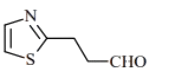 Five-membered aromatic ring containing nitrogen and sulfur, attached through a side chain to an aldehyde group on the right end.
