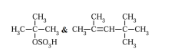 Solution image showing A as tert-butyl hydrogen sulfate and B as 2,4,4-trimethylpent-2-ene, matching option B.