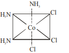 Octahedral fac isomer of cobalt complex showing central Co with three NH3 ligands on one face and three Cl ligands arranged mutually cis around the metal center.