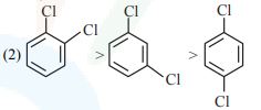 Three dichlorobenzene isomers arranged in an order sign with ortho-dichlorobenzene first, then para-dichlorobenzene, then meta-dichlorobenzene.
