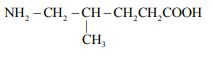 Structural formula showing NH2-CH2-CH(CH3)-CH2CH2COOH, with amino group on terminal carbon and carboxyl group at chain end.