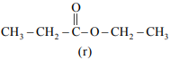 Structure of molecule r showing CH3-CH2-C(=O)-O-CH2-CH3, an ester with label (r) below the formula.