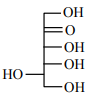 Fischer-type projection of a six-carbon sugar-like structure with top OH group, carbonyl near the top, and several hydroxyl groups arranged on both sides.