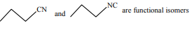 Two nitrogen-containing compounds are shown side by side and labelled as functional isomers, one with CN and the other with NC attachment.