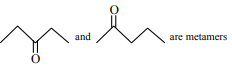 Two ketone compounds are shown side by side and labelled as metamers, with different alkyl group distribution around the carbonyl group.