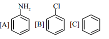 Option showing [A] as aniline, [B] as chlorobenzene, and [C] as benzene without substituent on aromatic ring.