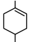 Cyclohexene ring with one double bond on the upper right side and methyl substituents at the top and bottom positions.