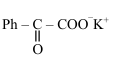 Structure of potassium phenyl glyoxylate with phenyl attached to ketone carbonyl and carboxylate potassium group.