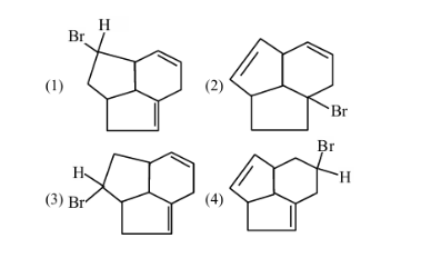Four structural options labeled 1 to 4, each showing a fused bicyclic ring system with different positions of bromine and hydrogen substituents.