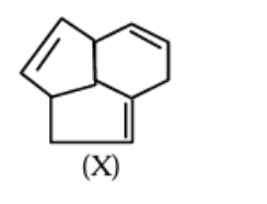 A fused bicyclic hydrocarbon structure labeled X, showing one five-membered ring fused with a six-membered ring and double bonds in three ring positions.