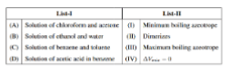 Worked solution image summarizing the matches between listed solutions and properties like azeotropes, dimerization, and delta V mix equals zero.