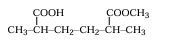 Structural formula showing CH3-CH-CH2-CH2-CH-CH3 with a COOH group attached to the second carbon and a COOCH3 group attached to the fifth carbon.