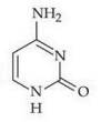 Pyrimidine ring with one amino group, one carbonyl group, and one NH, corresponding to cytosine structure.
