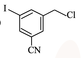Option 1 product structure diagram is required to identify the substituted aromatic cyanide isomer, but no option image token was supplied.