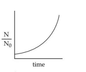 The selected graph shows $$N/N_0$$ on the vertical axis and time on the horizontal axis, with an exponentially increasing curve.
