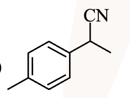 Third option shows an aromatic ring attached directly to a secondary carbon bearing a cyano group and a methyl substituent.