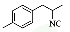 Second option shows an aromatic ring attached to a side chain bearing an isocyanide group on the secondary carbon of the propyl substituent.