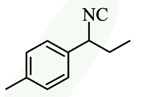 Fourth option shows an aromatic ring attached directly to a secondary carbon bearing an isocyanide group and an ethyl substituent.