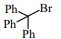 A central carbon bonded to bromine and three phenyl groups, representing triphenylmethyl bromide.