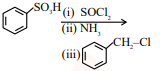 Reaction sequence starting from benzenesulfonic acid with reagents SOCl2, then NH3, then chloromethylbenzene derivative, not corresponding to azo dye formation.