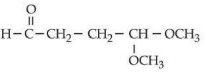 Structure showing aldehyde H-CO-CH2-CH2-CH with two methoxy substituents, indicating an aldehyde-containing methoxy derivative.