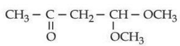 Structure showing CH3-CO-CH2-CH with two methoxy substituents, one as OCH3 and one terminal methoxy group on the chain.