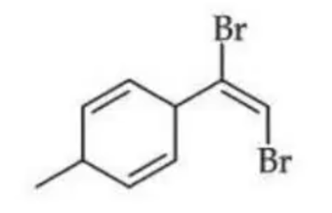 Methyl-substituted benzene ring attached to a side chain containing a vinyl bromide and terminal bromomethyl arrangement, matching the third structure shown.