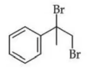 Phenyl side-chain structure with one bromine on the benzylic carbon and another bromine on the terminal carbon of the short alkyl chain.
