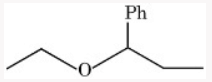 Skeletal structure of a mixed ether containing an ethyl group on one side and a phenyl-substituted secondary alkyl group on the other.