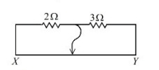 A meter bridge wire from X to Y with two resistors of 2 ohm and 3 ohm in the two gaps above the wire, and a jockey contact connected to a point between them on the bridge wire.